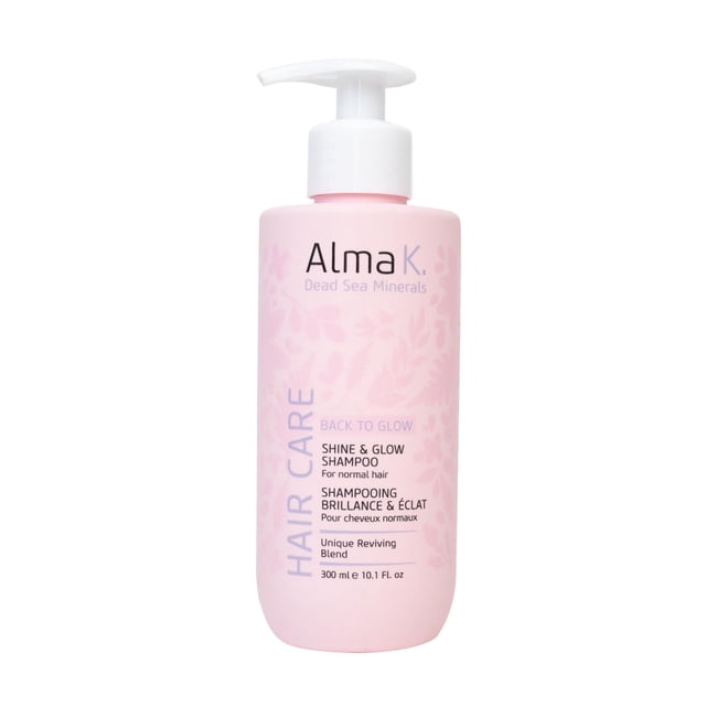 Alma K Shine and Glow Shampoo - Champú hidratante para mujeres - Champú para el crecimiento del cabello - Champú hidratante con manteca de cacao con aceite de argán - 10.1 oz