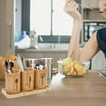 thumbnail image 5 of Silverware Holder, Bamboo Utensil Organizer with Tray, Kitchen Cutlery Flatware Holder Organizer for Spoons, Knives and Forks, Ideal for Kitchen and Restaurant$$, 5 of 6