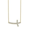 thumbnail image 2 of Auriga Fine Jewelry 14K Yellow Gold 1.8 mm Diamond Sideways Cross Necklace for Women 18", 2 of 4