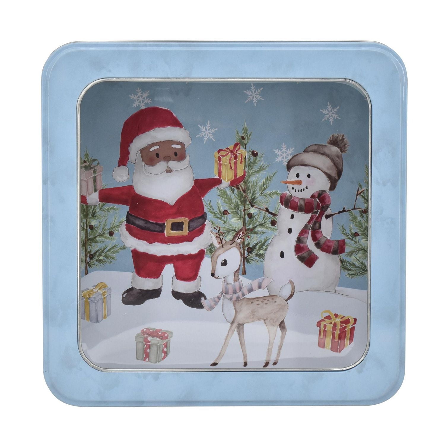 HOLIDAY TIME WINDOW SQUARE TIN MEDIUM