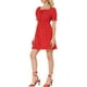thumbnail image 4 of Vestido Floral con Mangas Abullonadas y Cuello Corazón con Fruncido en la Espalda, dobladillo con Volantes, M Rojo, 4 of 7