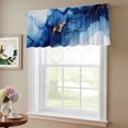 thumbnail image 6 of 2 Pack Marble Blue Valance for Window Modern Abstract Gradient Cracked Golden Line Kitchen Valance Rod Pocket Short Curtain Topper Decorative Window Treatment for Living Room Bedroom 60"x18", 6 of 8