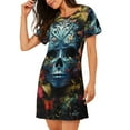 thumbnail image 2 of Picia Butterfly Flower Skull A Pattern Women’s Nightdress – Casual Short-sleeved Loose-Fit Sleepwear, Soft Cotton Short-Sleeve Sleep Shirt for Relaxation & Comfort, 2 of 6
