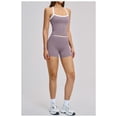 thumbnail image 4 of AEXTO Two Piece Color Block Womens Workout Sets Cross Back Tank Top Matching High Waist Leggings Shorts Sets Gym Outfits Activewear, 4 of 6