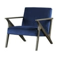 thumbnail image 4 of Benjara Lara 32 Inch Accent Chair, Gray Polyester, Round Brown Solid Wood Frame, 4 of 6
