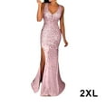 thumbnail image 2 of Minnieouse Vestido de noche Traje de fiesta Ropa festiva Bola larga con hendidura Mano de obra fina Lavable Exquisito Hermoso Atractivo Prendas y trajes de cuerpo completo Rosa XXL, 2 of 6