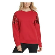 DKNY Women's Sequined Sweatshirt Red Size Medium