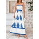 thumbnail image 4 of Vestido de verano PRETTYGARDEN Vestido de verano con estampado floral para mujer, blanco y azul, 4 of 9