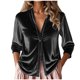 thumbnail image 3 of Blusa de trabajo,Blusa informal de manga larga con cuello redondo para mujer, estampado de poliéster, cárdigan con cuello en V y botones para usar en casa, sopatenor, 3 of 9