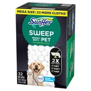 Swiffer Sweeper Pet Heavy Duty Dry Multi-Surface Cloth Refills for Floor Cleaning, Febreze, 32 Count