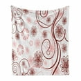 thumbnail image 1 of Vintage Floral Soft Flannel Fleece Blanket, Flowers and Bold Lines Vibrant Color Image Valentines Day Bouquet, Cozy Plush for Indoor and Outdoor Use, 70" x 90", Pale Pink Ruby White, by Ambesonne, 1 of 6