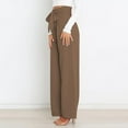 thumbnail image 7 of AWXNJUX Women Large Size Casual Pants Polyester Loose Cropped Pants Wide Leg Pants (Khaki,M), 7 of 7