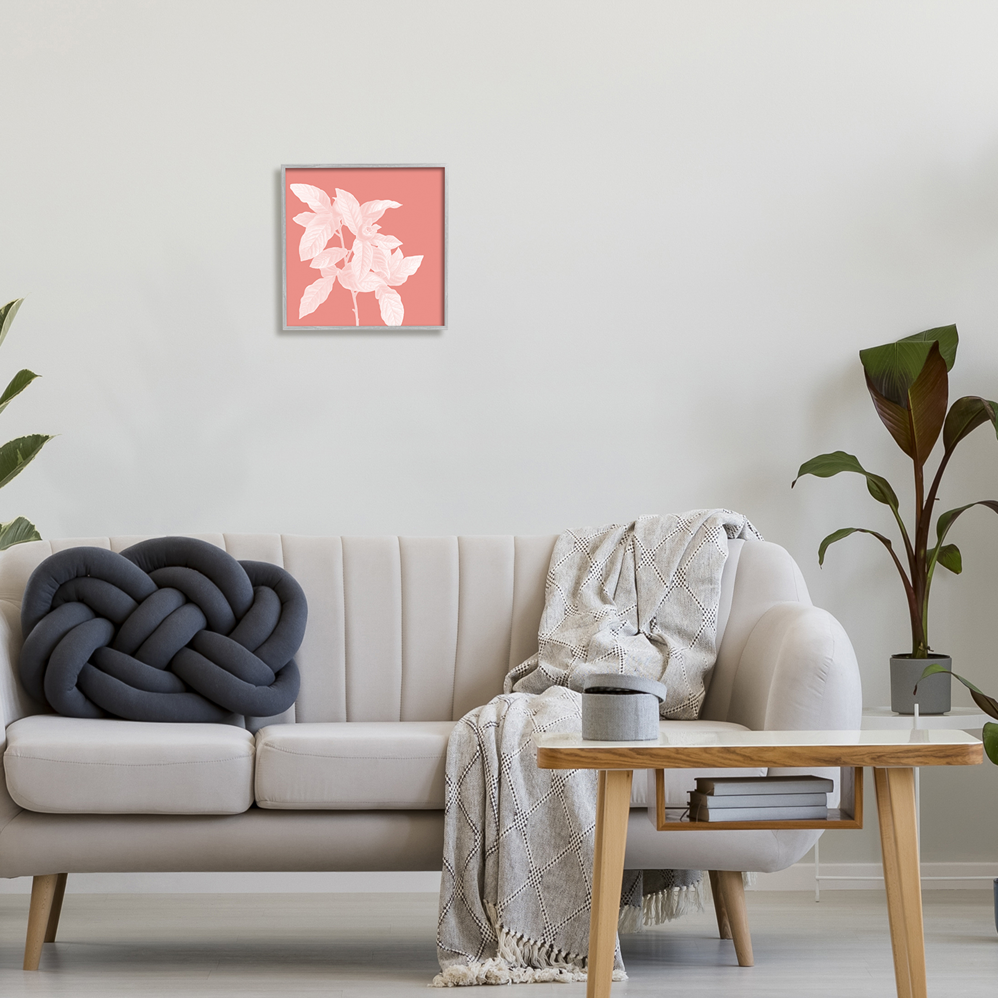 Stupell Industries Pink & White Botanical Botanical & Floral Painting Gray Framed Art Print Wall Art, 12 x 12