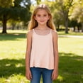 thumbnail image 3 of Eltusu Girls Tank Tops, Crewneck Summer Striped Breathable Sleeveless T-Shirts Orange Size 5-6 T, 3 of 7