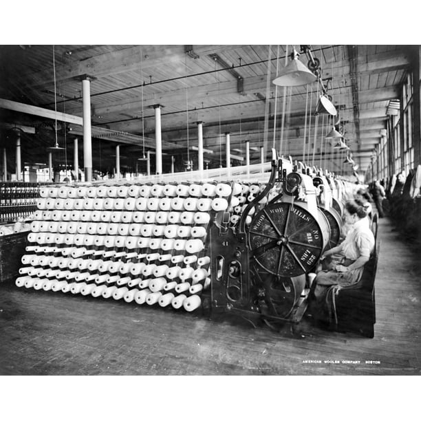 Boston Yarn Factory, C1912. /Nwomen Working At Machines, Beaming And