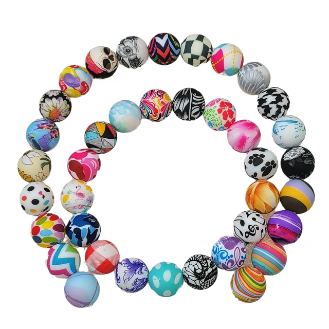 Perlas de silicona redondas para transferencia de agua de color, perlas de silicona, donas, pegamento para dientes de bebé, cadena para chupete, perlas sueltas