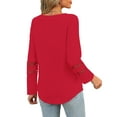 thumbnail image 4 of UVN Fall Blouses for Women Long Sleeve V Neck Tunic Tops Casual Hollow Out Curved Hem Dressy Shirts, 4 of 8
