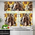 thumbnail image 6 of Sunflower Horse Kitchen Curtains Over Sink Rod Pocket Curtain Drapes for Bathroom 3 Piece Set Swag Valances and Tier Set for Bedroom Cafe, 6 of 6