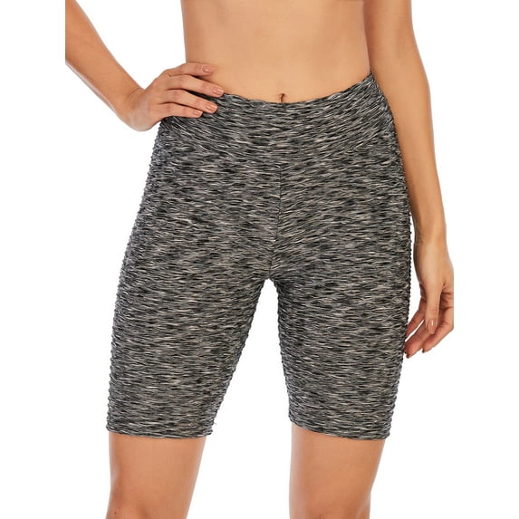 YouLoveIt High Waisted Butt Lifting Yoga Shorts Textured Ruched Shorts Biker Workout Running Pants Tummy Control Short Pants Running Booty Shorts