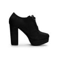 thumbnail image 3 of BLISSFUL STEP Women's Platform Block Heel Lace Up Booties Black 7, 3 of 8