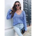 thumbnail image 5 of Fall Sweaters Round Neck Crochet Hollow Out Cute Winter Pullover Sweaters for Women Trendy  M, 5 of 8