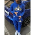 thumbnail image 1 of LovelyWholesale Long Sleeve Hooded Collar Letter Print Kangaroo Pocket Men's Tracksuit Set, 1 of 3