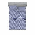 thumbnail image 2 of Ambesonne Geometric Fitted Sheet & Pillow Sham Set, Geometrical Triangle, Twinxl, Dark Blue and White, 2 of 3