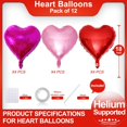 thumbnail image 2 of Red Heart Shaped balloons Pack of 12,18 Inch Hot Pink Love Valentine Balloons Pink Heart Romantic Balloons For Valentines Day Propose Marriage Wedding Bridal Shower Engagement Party Decorations, 2 of 4