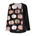 thumbnail image 3 of Craaazy Women's Fashion Printed Blouses Fall Long Sleeve Tops Slanted V-neck Shirts Gifts Loose Casual Blouses with Decor Button, 3 of 6