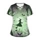 thumbnail image 5 of Tops Cortos para las Mujeres, Halloween Impreso en Cuello en V con Bolsillo, Moda Casual Manga Corta, 5 of 5