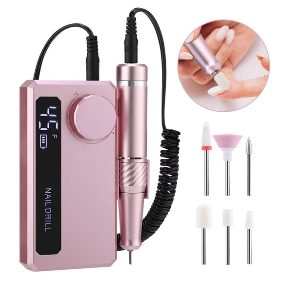 Electric Nail Drill, Nail File 45000RPM, Cordless Drill Machine Professional, Portable Nail Drill Kit, Rechargeable with Drill Bits, 4000mAh Battery, Nail File for Acrylic Gel Nail Manicure Pedicure