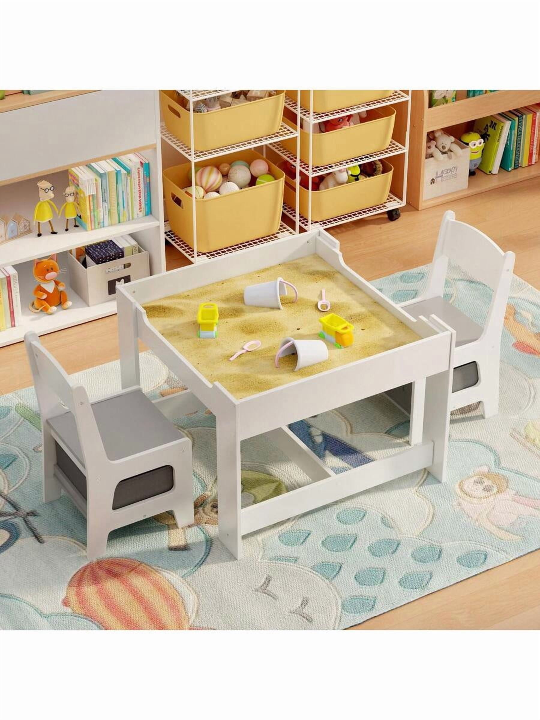 4-In-1 Multi-Functional Kids Table And Chair Set, Suitable For Children  To Drawing, Crafting, Eating And Play Before Going To School, With  Storage Space Under The Table And Chairs