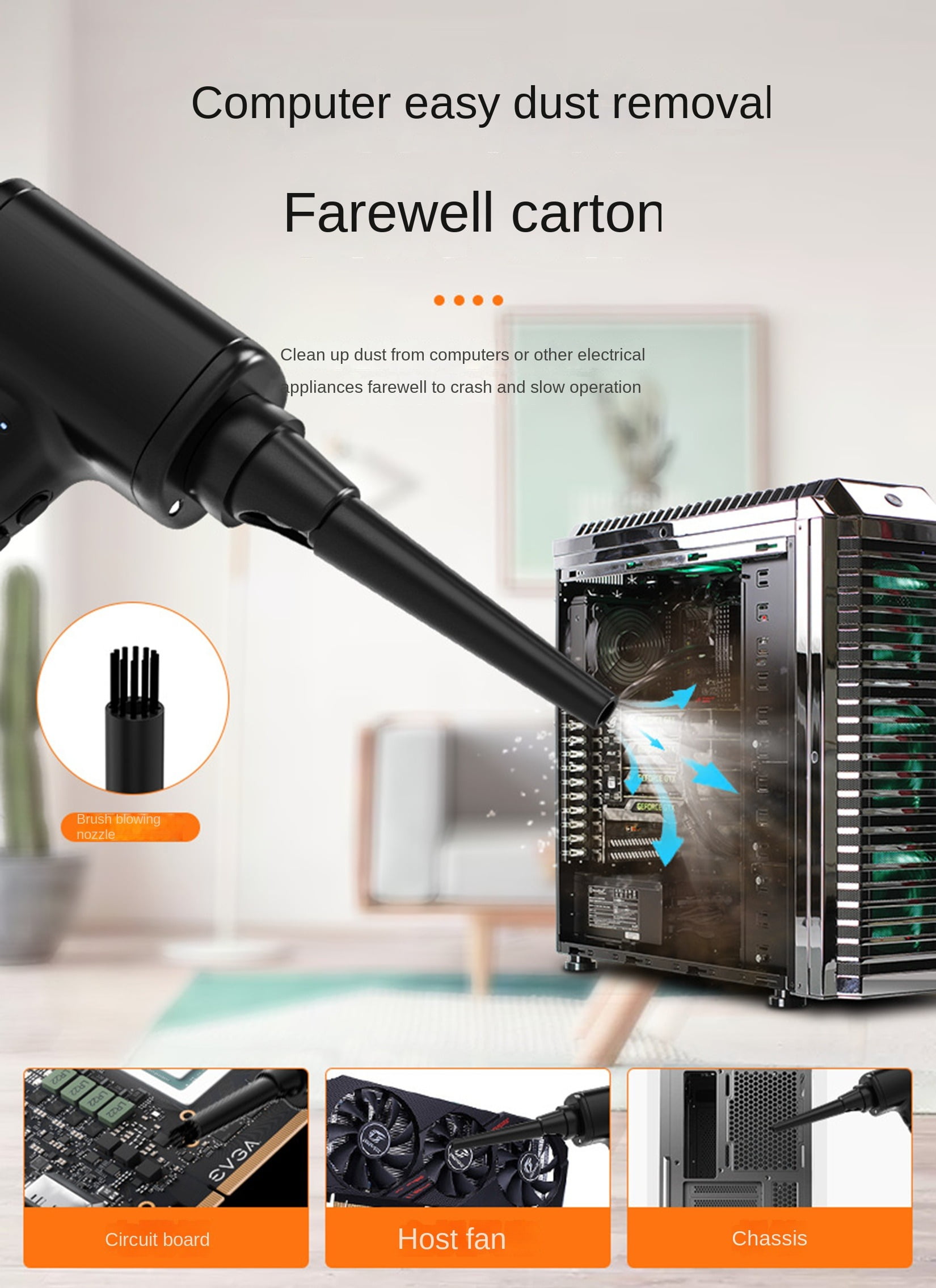 Compressed Air Duster 50000RPM Electric Air Duster Compressed Air Cans Duster,Cordless Air Blower,9KPa Airflow Electric Blower,1-Gears Speed,6000mAh Battery,70W for Computer Keyboard Electronics Clean