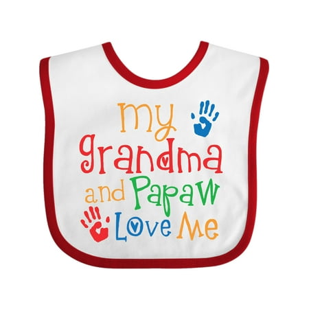 

Inktastic Grandma and Papaw Love Me Grandson Gift Baby Boy or Baby Girl Bib