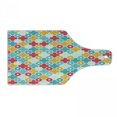 thumbnail image 1 of Quatrefoil Cutting Board, Colorful Petal Clover Leaves Pattern Bohemian Casual Theme, Decorative Tempered Glass Cutting and Serving Board, Wine Bottle Shape, Red Turquoise Yellow, by Ambesonne, 1 of 1