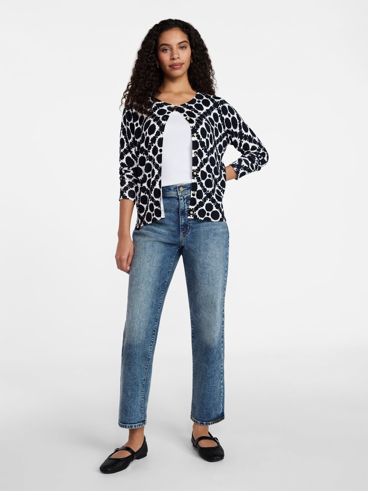 Time and Tru Women's Fine Gauge Cardigan Sweater with Long Sleeves, Lightweight, Sizes XS-XXXL