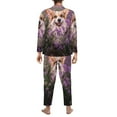 thumbnail image 5 of Bingfone Men'S Pajama Set 2 Piece Loungewear Pjs, Long Sleeve With Pajama Pants-Dog In Lavender Flowers, 5 of 9