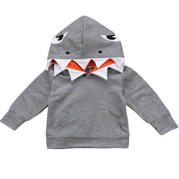 Toddler Kids Baby Boy Shark Hooded Tops Hoodie Jacket Coat Outerwear Casual Gray 5-6 Years