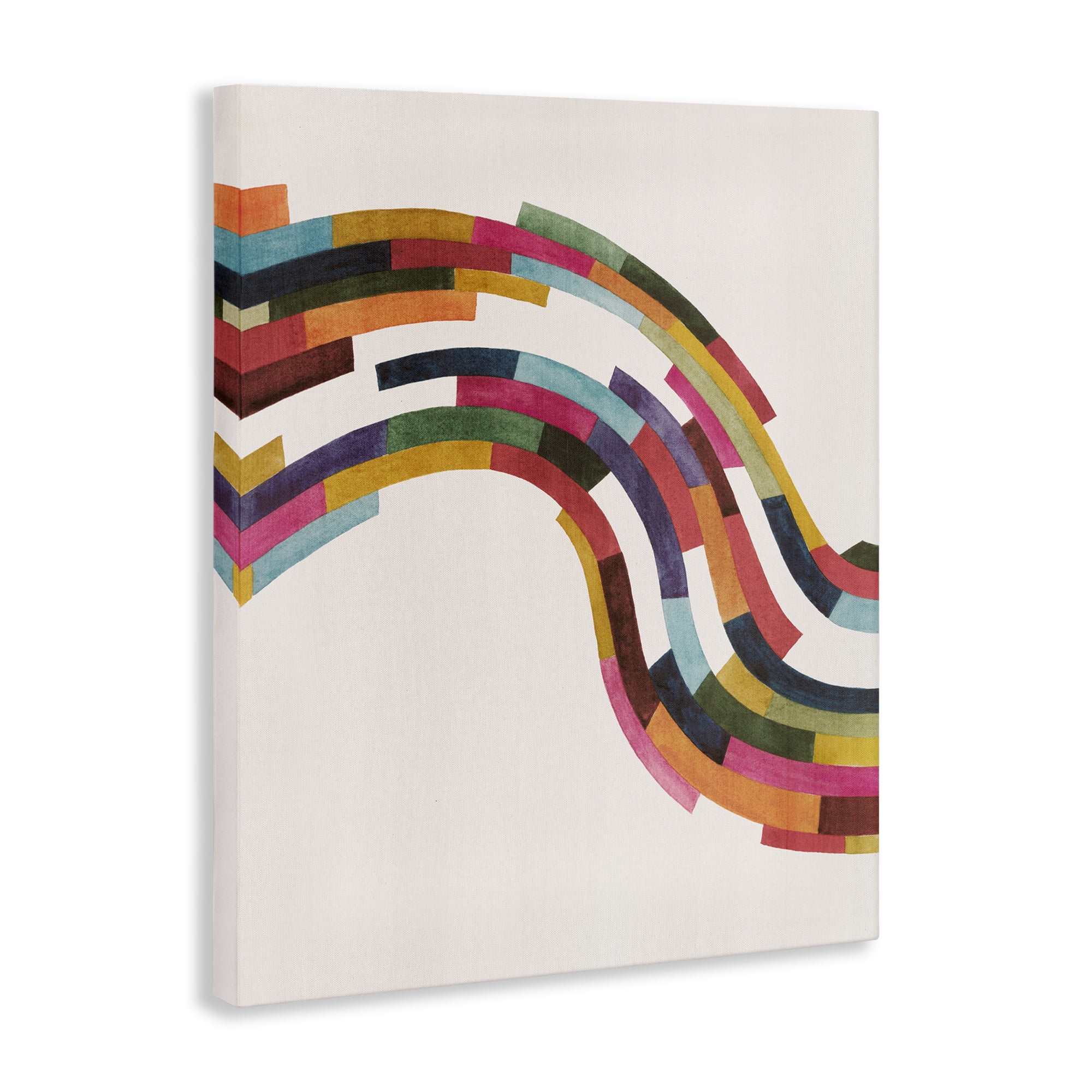 Stupell Industries Modern Geometric Wave Design Abstract Painting Gallery Wrapped Canvas Art Print Wall Art, 24 x 30