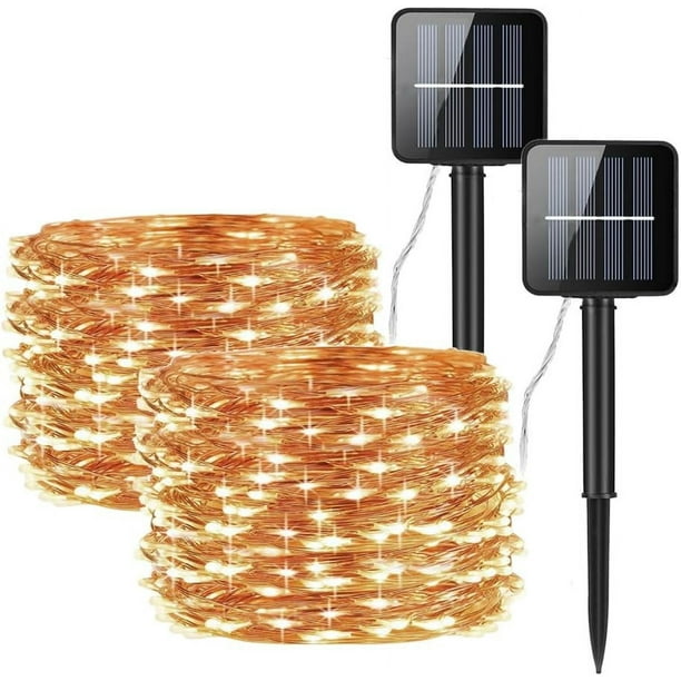 Cadena de luces solares brillantes para exteriores, 8 modos de iluminación, luces de hadas impermeables, función de memoria que garantiza una magia constante, perfecta para decoraciones al aire
