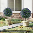 thumbnail image 2 of QRKD Artificial Rose Topiary Ball Trees Set of 2, 22” Faux Potted Plants with Purple Flowers and Cement-Filled Pot, Fake Shrubs Bushes for Indoor Outdoor Home Porch Garden（Purple Roses）, 2 of 10