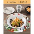 thumbnail image 3 of 13 Inch Round Placemats Set of 6, Rustic Christmas Snowman Non Slip Heat Insulation PP Table Mats, Xmas Balls Stocking Tree Gifts Washable Place Mats for Kitchen Dining Party Table Decor, 3 of 7