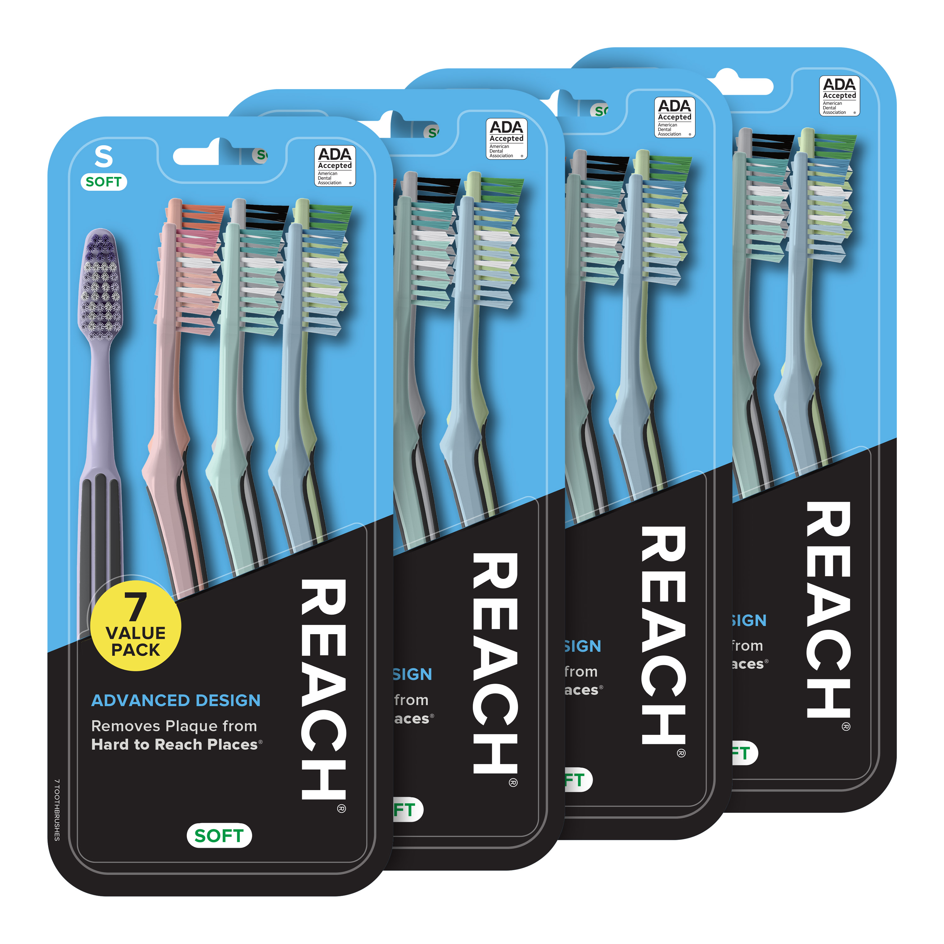 REACH Advanced Design Toothbrush with Soft Bristles, 28 Count