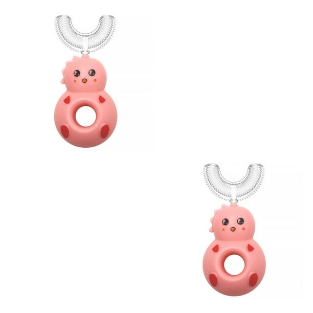 Cepillo de limpieza portátil en forma de U Soidarity 2piezas Rosado