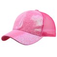 thumbnail image 3 of MRULIC baseball cap Women Girl Ponytail Baseball Cap Sequins Shiny Messy Bun Snapback Hat Sun Caps Hotpink + L, 3 of 3