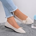thumbnail image 4 of Gpaecead Women's Pearl Pendant Mesh Bow Ballet Flats Faux Suede Cushioned Slip On Non Slip Shoes For Weddings, Work And Parties, White, 4 of 5