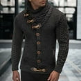 thumbnail image 5 of Men Cardigan Sweater Horn Buttons Solid Color Turtleneck Long Sleeve Knitwear Autumn Winter Slim Fit Sweater Streetwear, 5 of 7
