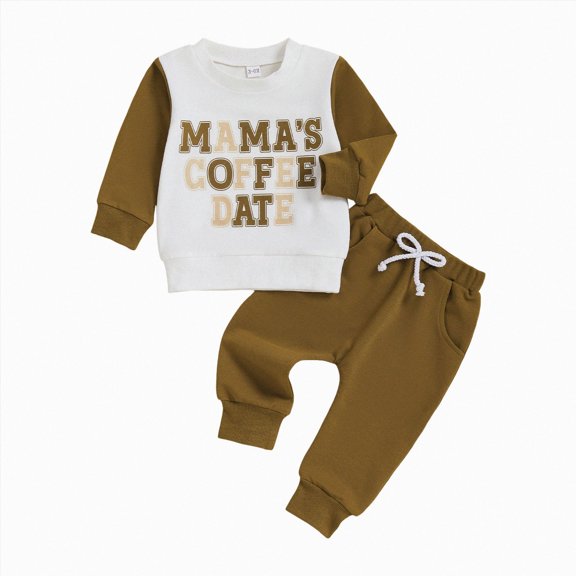 TOWED22 Toddler Baby Boy Clothes Fall Winter Fleece Outfits Letter Print Sweatshirt & Jogger Pants Set(Blazer,2-3 Y)