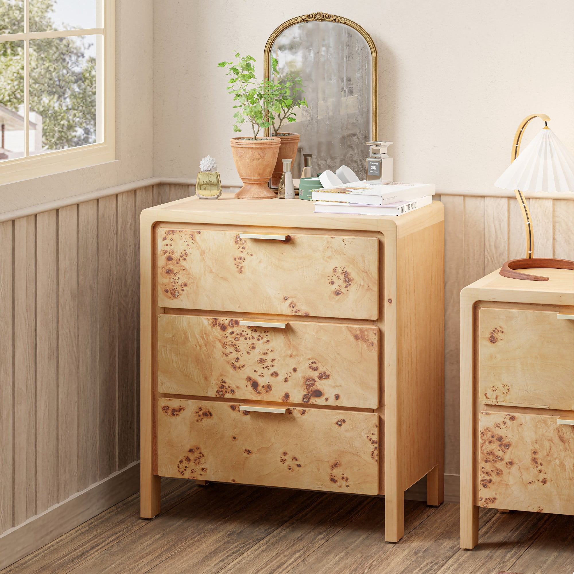COZAYH 3 Drawer Dresser Natural Boho Solid Wood, 17” x 11.5” x 4.75”, 31.5 lb