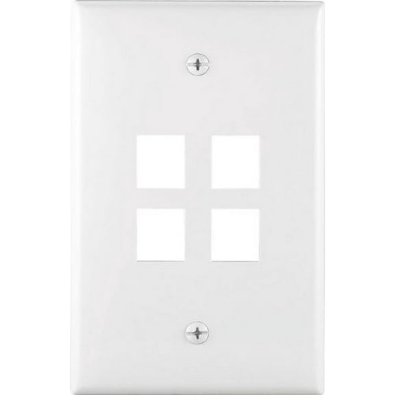 Cooper 5540A-MSP Almond Mid-Size Flush 110 Style Four Port Thermoplastic Wallplate
